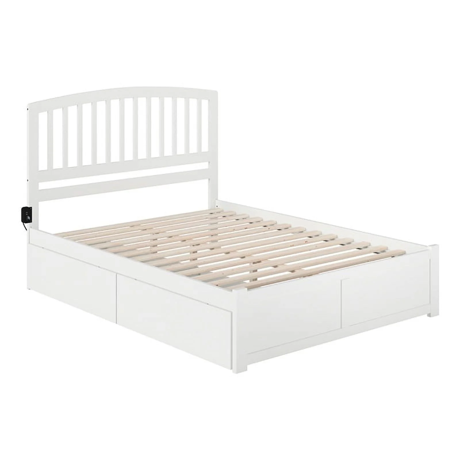 Leo & Lacey Transitional Solid Wood Urban Queen Storage Platform Bed in White