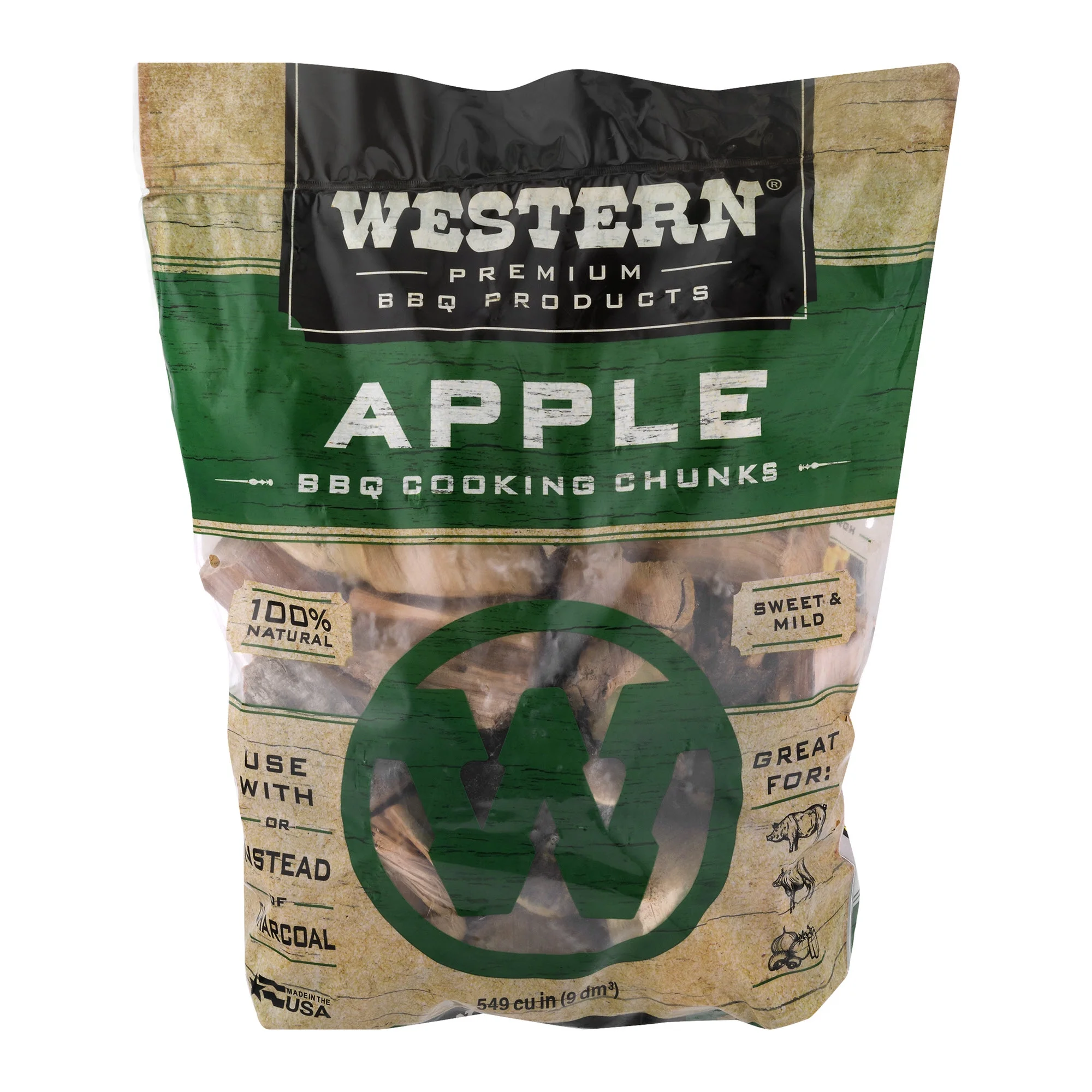 Western Premium BBQ Products Apple BBQ Cooking Chunks, 549 Cu in