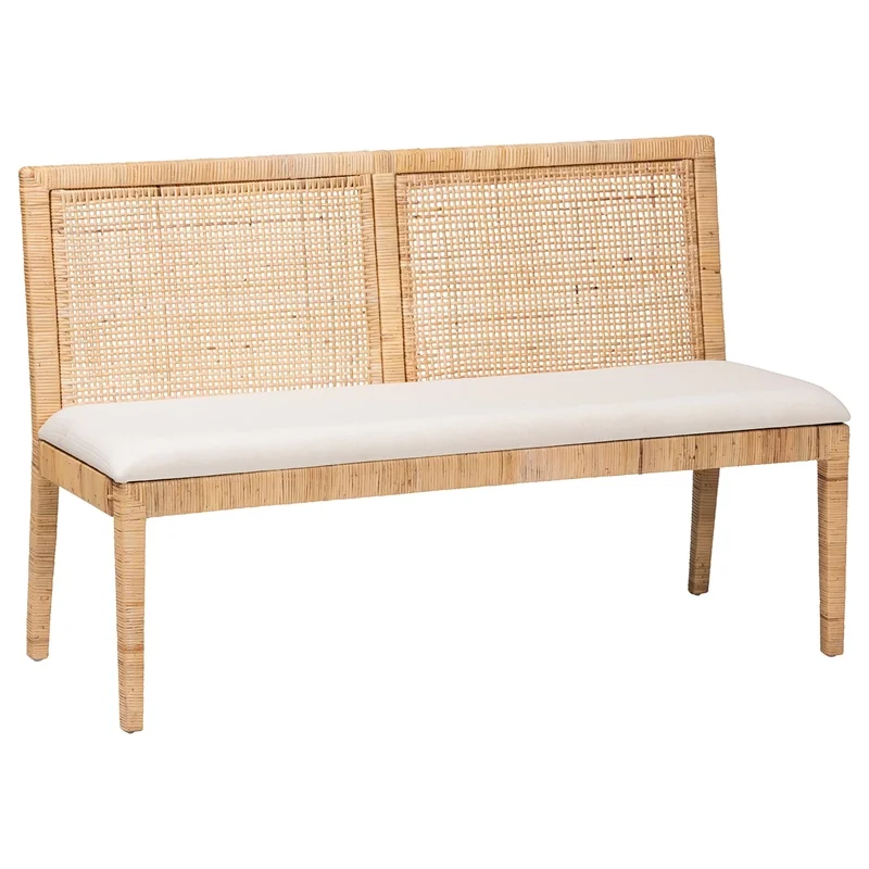 bali & pari Kalimantan Bohemian Light Honey Rattan 3-Piece Dining Nook Set