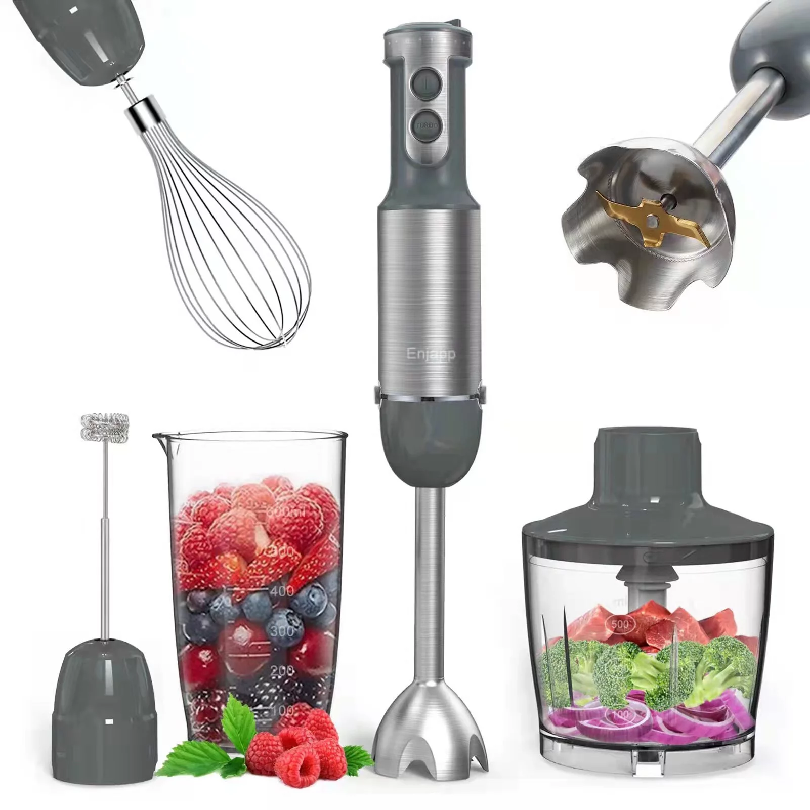 Electric Stirrer by OWSOO-5-in-1 Multifunctional Handheld Blender, 6 Speeds