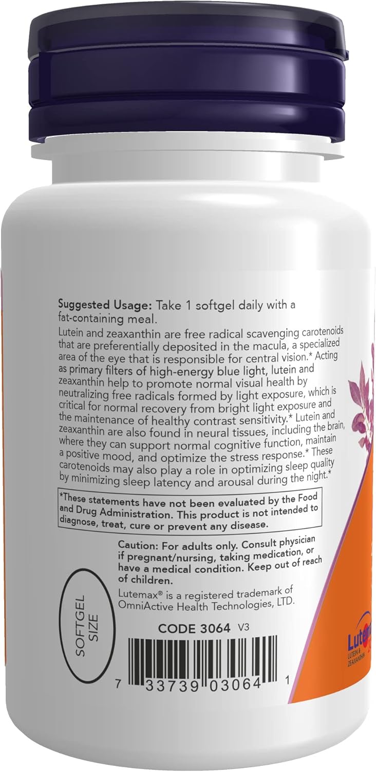 NOW Supplements, Lutein & Zeaxanthin with 25 mg Lutein and 5 mg Zeaxanthin, 60 Softgels (Pack of 2)