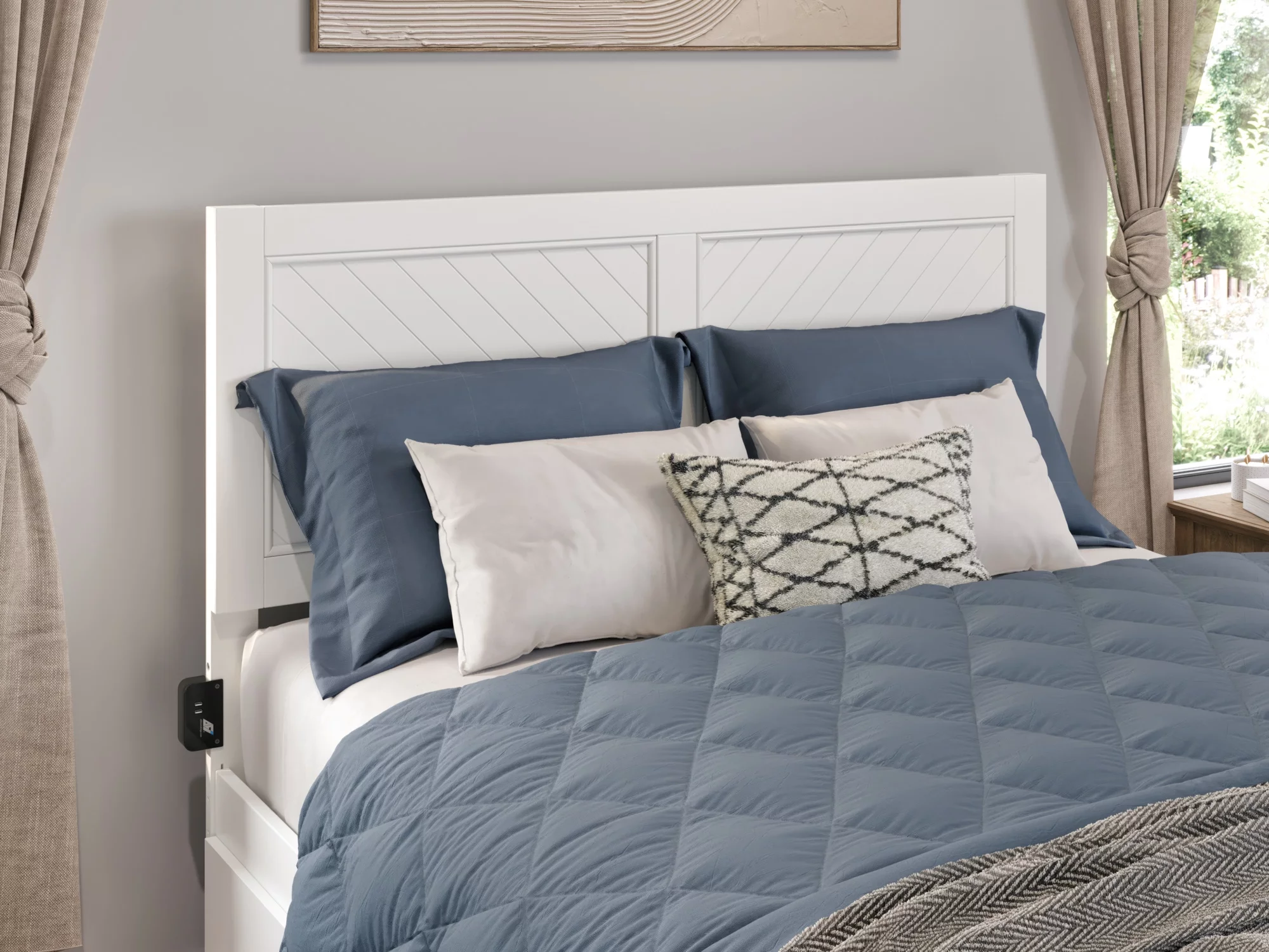 AFI Canyon White Solid Wood Rustic Farmhouse Headboard, Queen