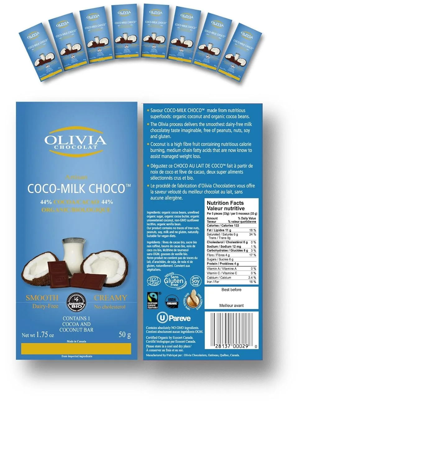 Chocolate Bars Creamy Coconut Case of 16