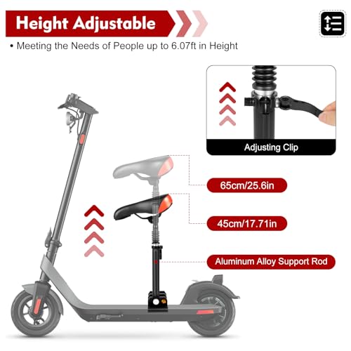 Adjustable Electric Scooter Seat 10.23 * 6.29inch, Comfortable Sponge Kick Scooter Seat Electric Scooter Seat for Adults, Aluminum Rod