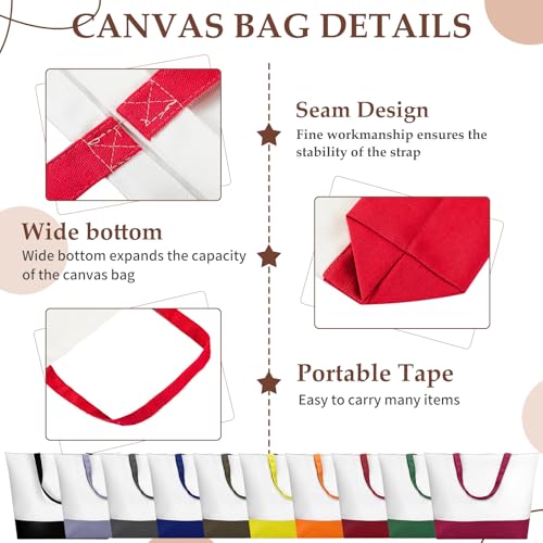 Sanwuta 20 Pcs Large Blank Canvas Tote Bags and Makeup Bags Blank Reusable Grocery Luggage Canvas Tote with Handles(10 Airy Pastel Pack)