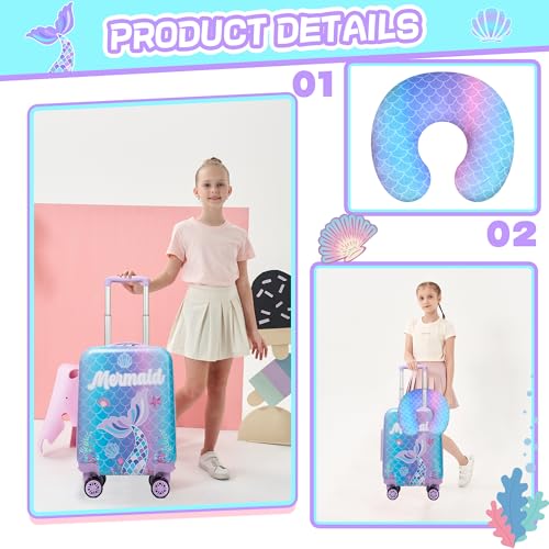 Kid’s Luggage Set 2 Piece Suitcase Set 16’’ Hardside Luggage with Spinner Wheels Girls Boys Carry on Toddler Luggage Travel Rolling Luggage Carry on Luggage Airline Approved Football