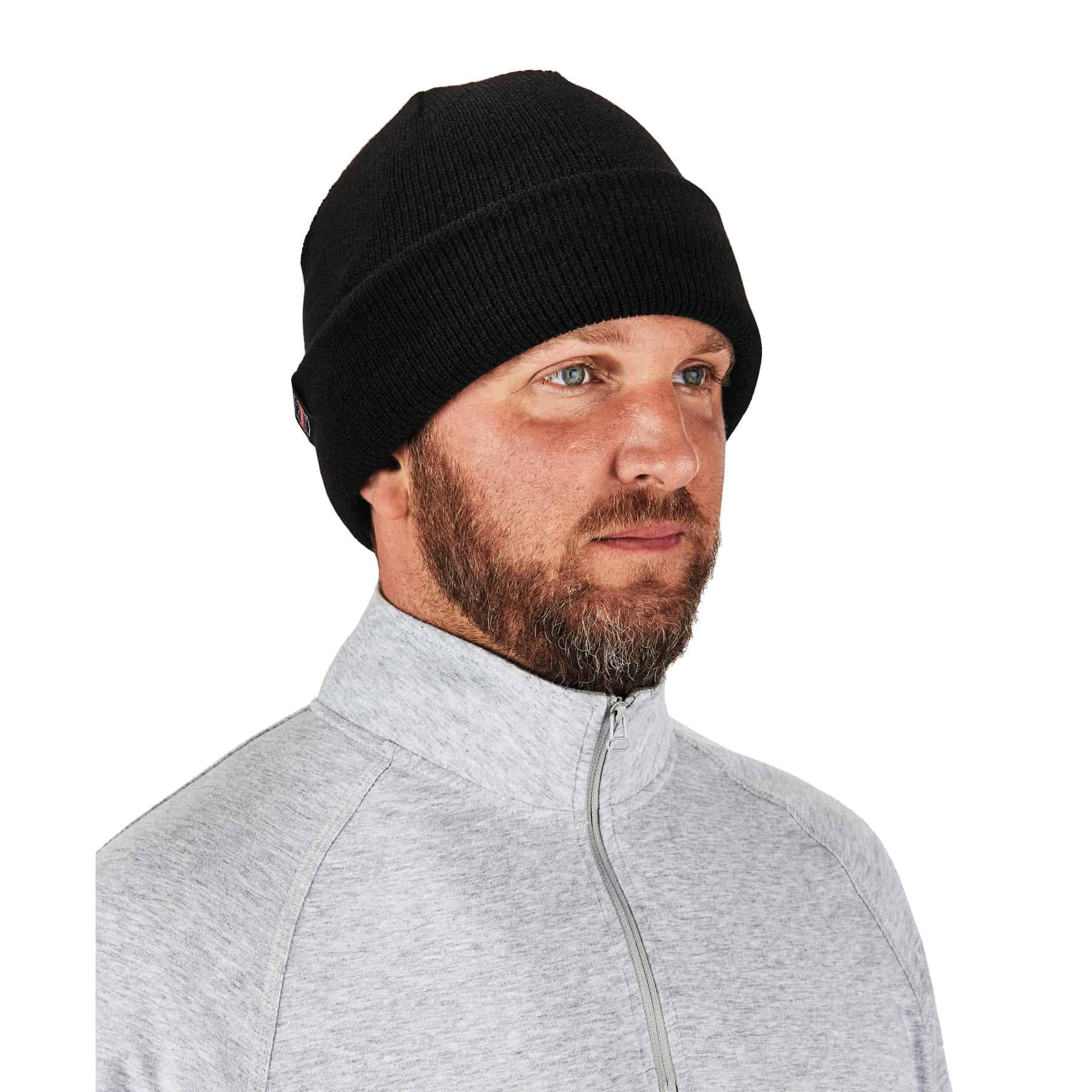 6811ZI Black Rib Knit Hat with Bump Cap Insert