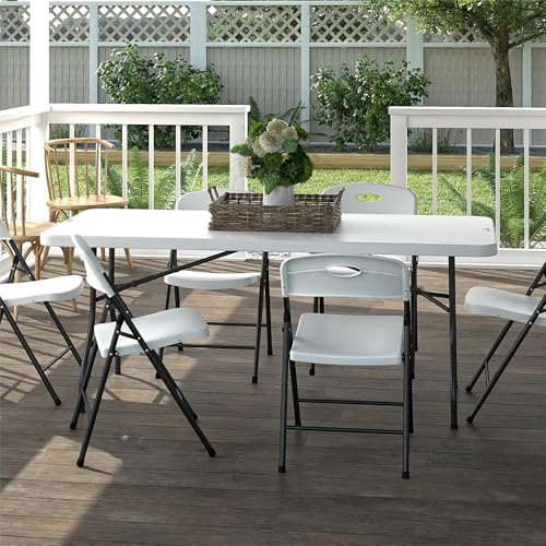 COSCO Molded Folding Banquet Table w/Handle, 6ft, Black