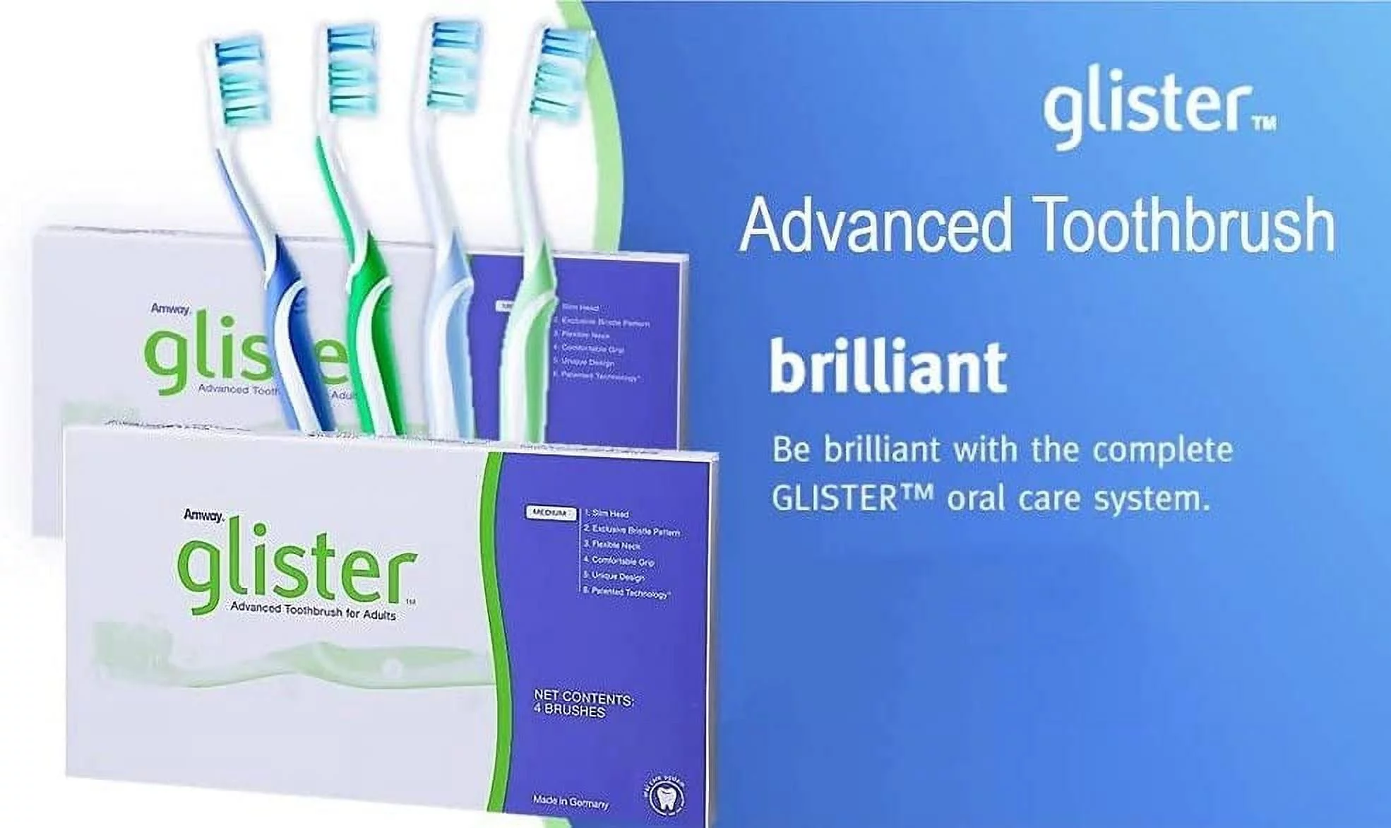 Amway Glister Advanced Toothbrush (4 Brushes)