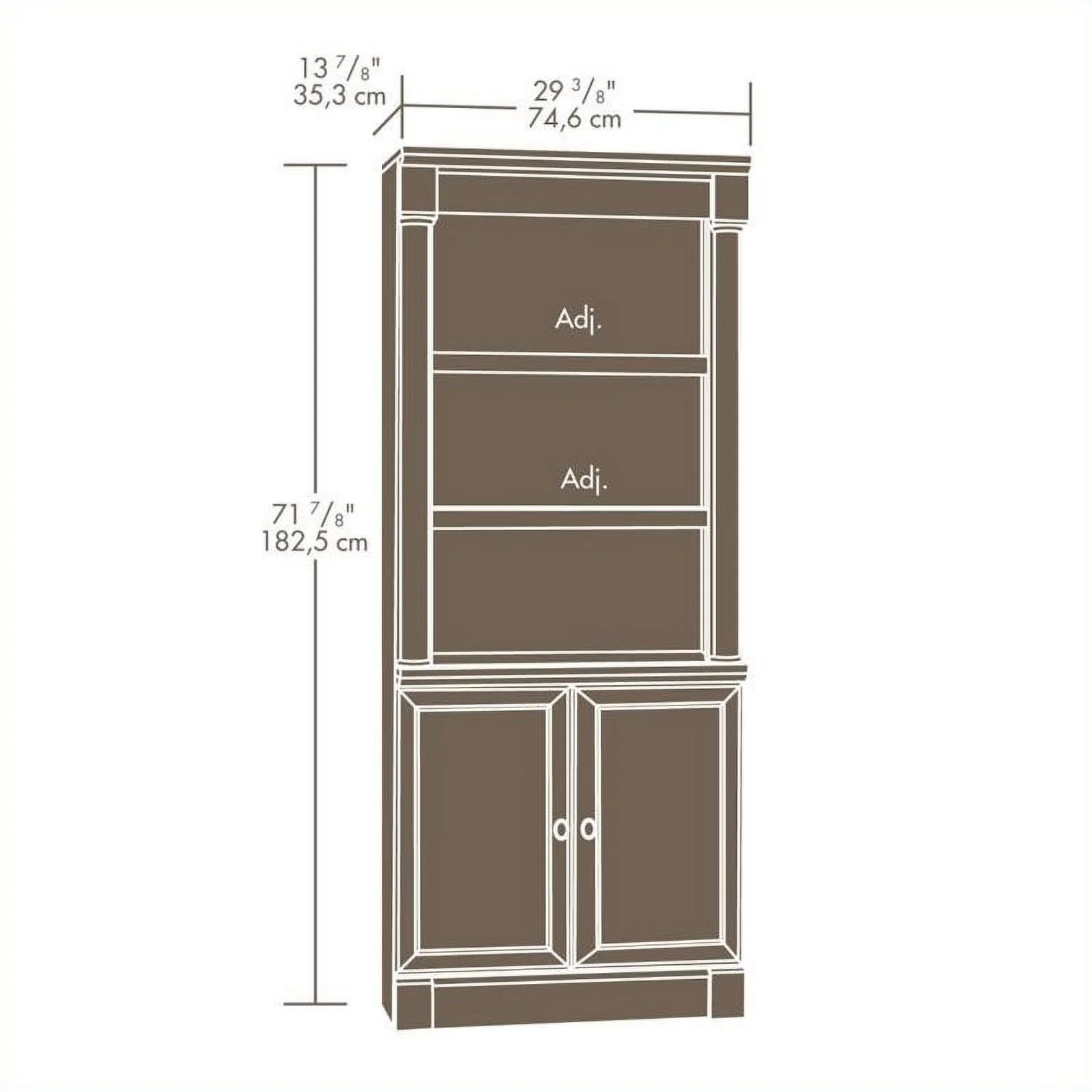 Sauder 3 Shelf Wood Library Bookcase with Doors in Cherry (Set of 2)