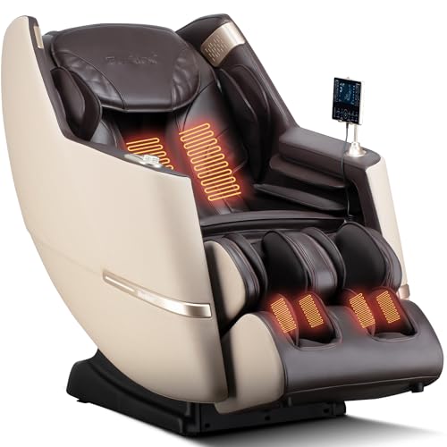 iBooMas Massage Chair, 2025 SL-Track Zero Gravity Shiatu Massage Chairs Full Body Recliner, APP, Touch Screen, Foot Rollers, Airbags, Bluetooth, Body Scan, Thai Stretch(Brown)