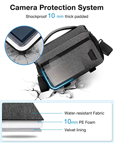 BAGSMART Small Camera Bag for Photographers, Compact Camera Shoulder Bags for DSLR/SLR/Mirrorless Cameras, Waterproof Crossbody Camera Case with Tripod Holder, Black