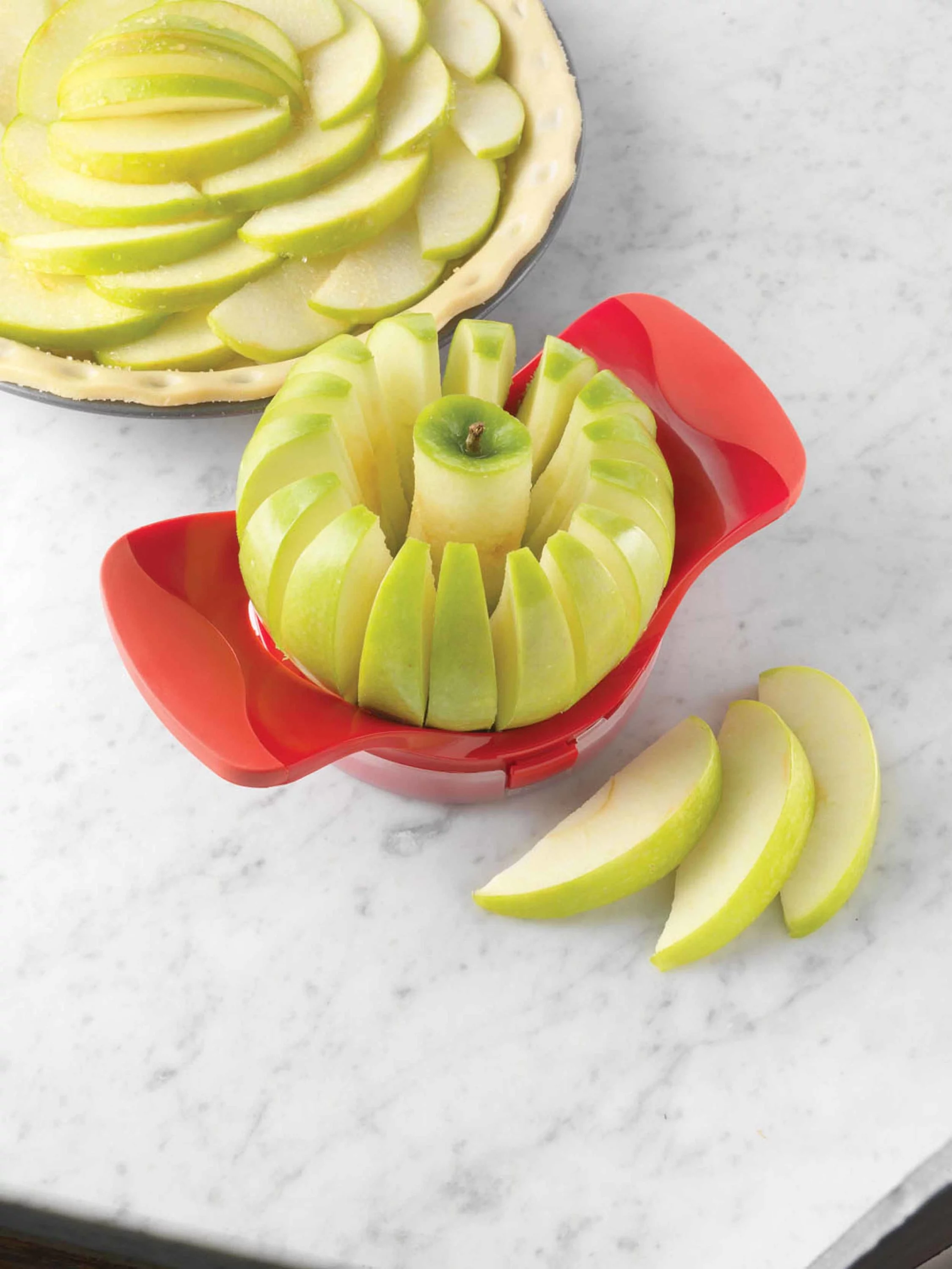 Amco Dial-A-Slice Stainless Steel Blade Apple Slicer in Red