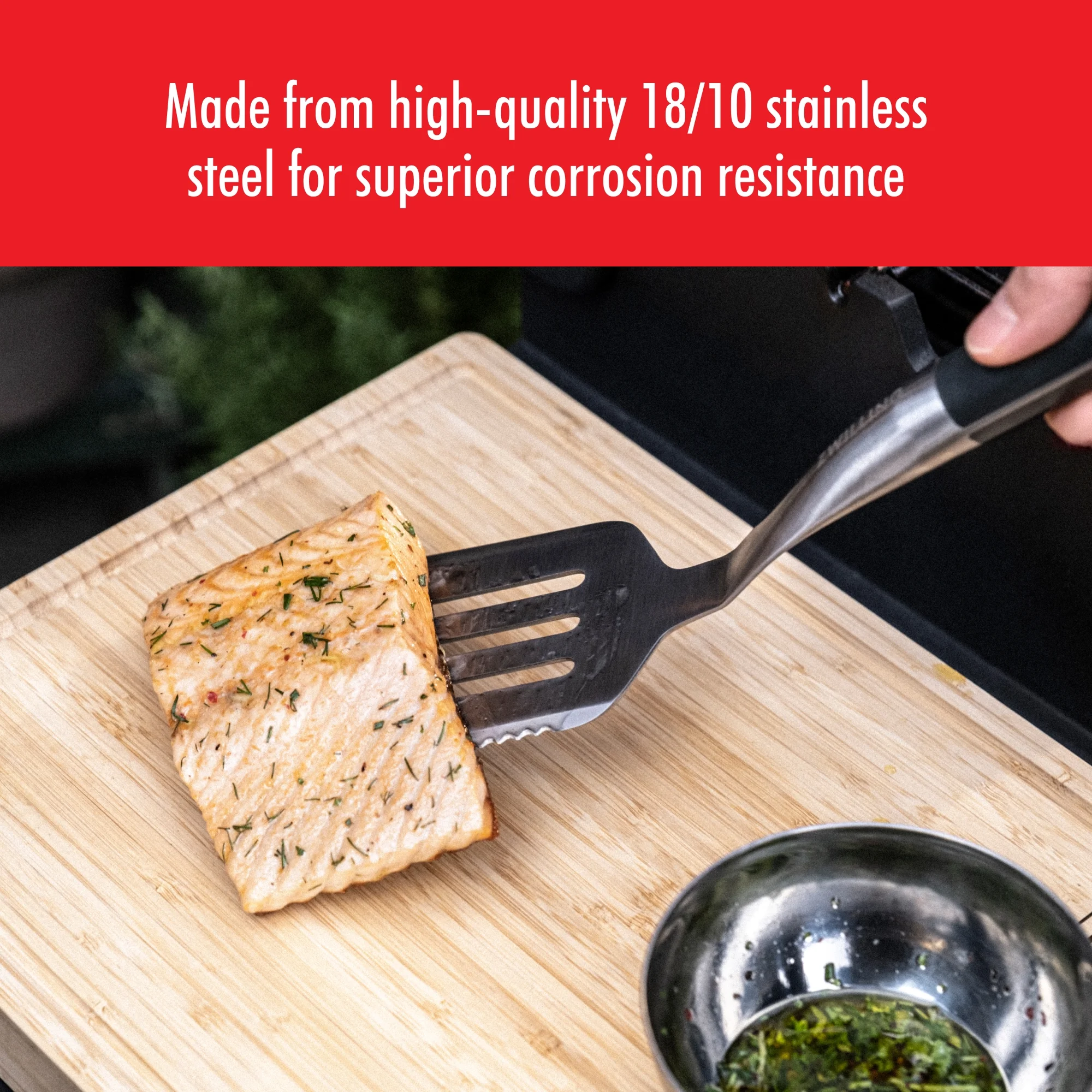 ZWILLING BBQ+ 17-inch Triple-Rivet Stainless Steel Grill Spatula with Serrated Edge