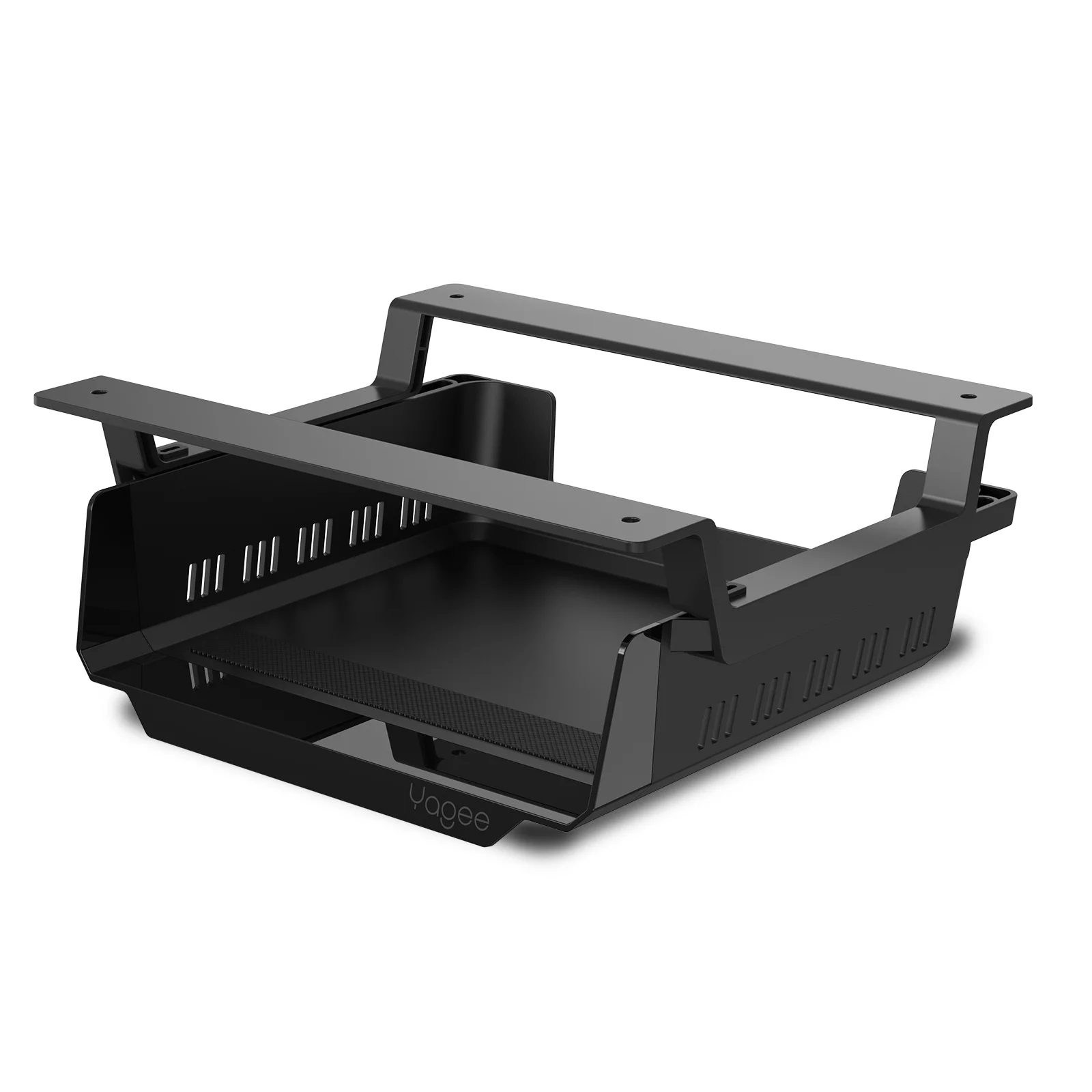 YaGee Under Desk Storage Shelf, Self-Adhesive Under Desk Tray for Standing Desk, Work Station, Gaming Battlestations, Replaces Drawer Organizers for Home, Office Holder, Black