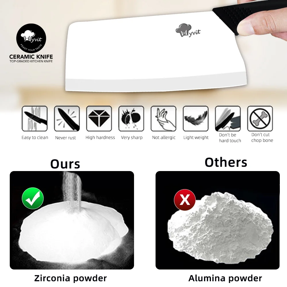 6-inch Ceramic Meat Cleaver Knife Set 4-inch Paring Knife 6-inch Ceramic Chef Knife + Peeler All in One Knives Vegetable Fruit Slicing