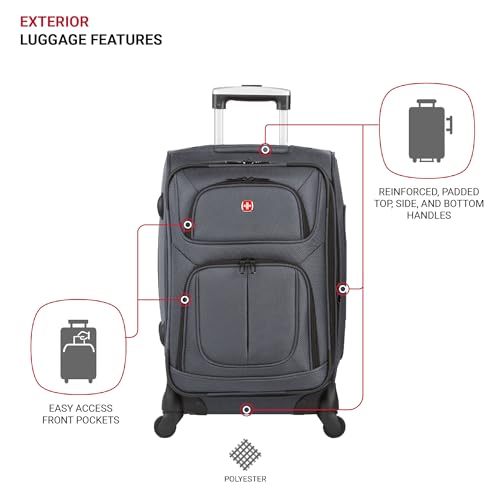 SwissGear Sion Softside Expandable Luggage, Black, Checked-Large 29-Inch