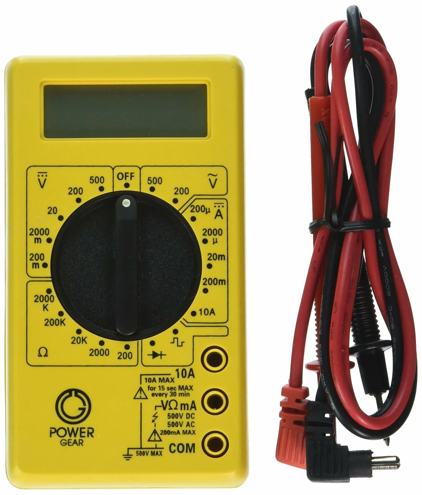 Power Gear Multimeter, Digital 17 Range 6-Function Non-Recording, Yellow 50953