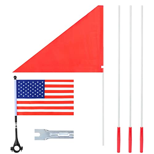 Safety Flag for Bike Trailer, 6 Foot Heavy Duty Fiberglass Bike Flag Pole, Tear-Resistant Polyester and Water Proof Bicycle Flag