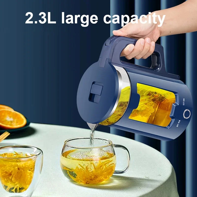 Kettle Quick Heating Hot Water Boiling Teapot Glass Blue Light Heater Pot Boiler Auto-Power Off Cooker EU  Plug