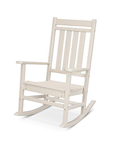 POLYWOOD Estate Rocking Chair, Outdoor Porch Rocker, All-Weather HDPE Patio Furniture, Adult Size, Made in USA, Black