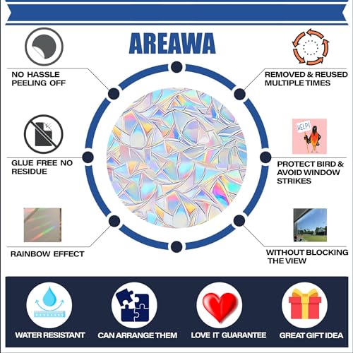 Window Decals for Bird Strikes - Anti-Collision Clings to Save Birds,Non Adhesive Vinyl Rainbow Suncatch Stickers, Easy Remove No Residue and Reusable,14 PCS Christmas Snowflake