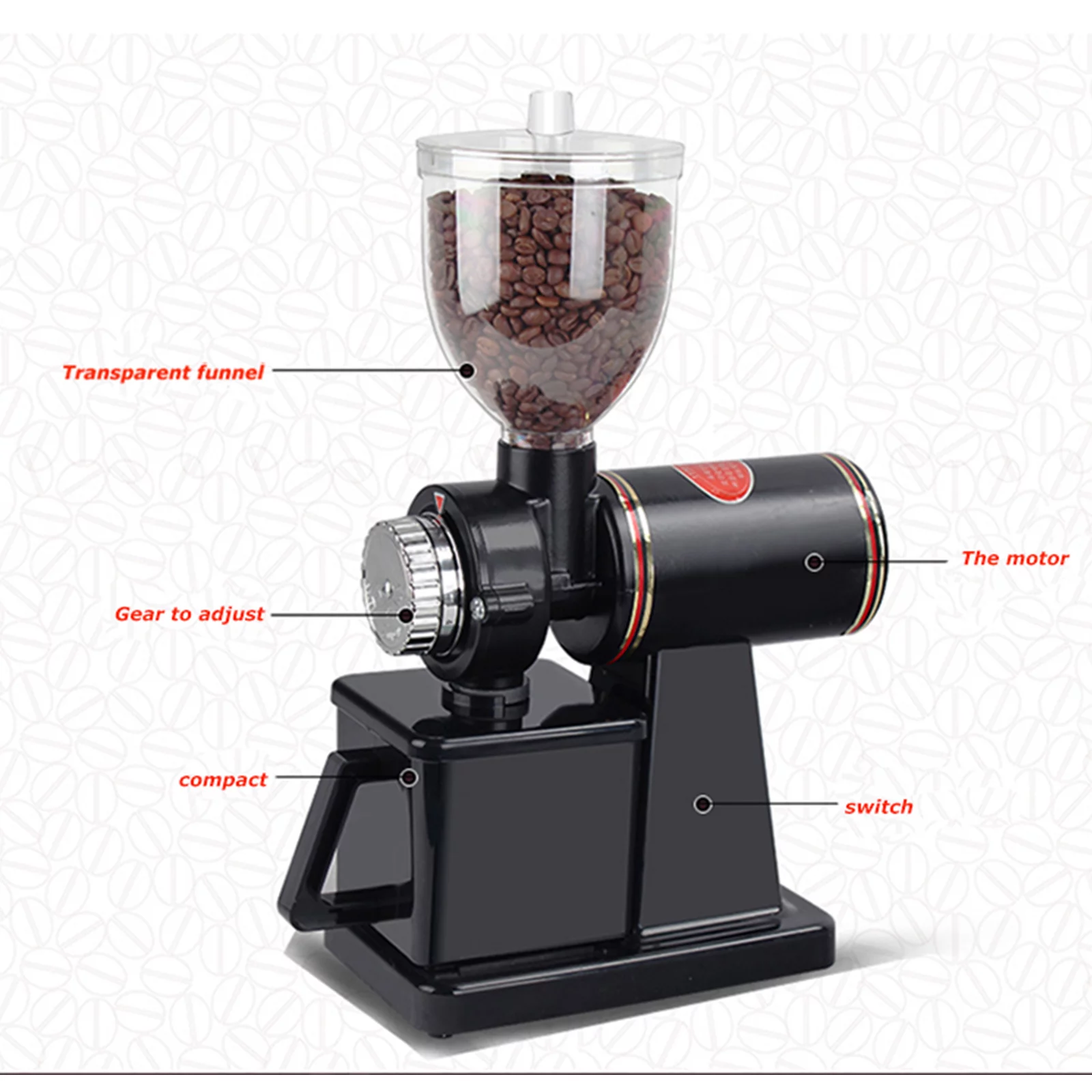 INTBUYING Mini Electric Coffee Grinder Household Coffee Bean Grinder Black