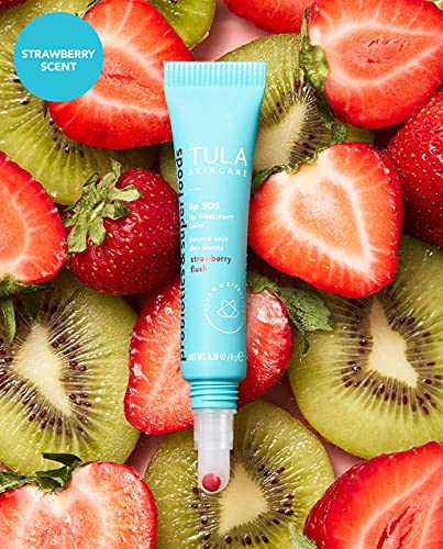 TULA Skin Care Lip SOS - Lip Treatment Balm that Plumps, Smooths & Hydrates lips with a Glossy Tint, Blushing Lemonade, 0.28 oz.