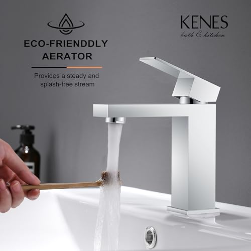 KENES Brushed Nickel Vessel Sink Facuet Single Handle Tall Bathroom Sink Faucet Vanity Bathroom Faucet Basin Mixer Tap with Water Supply Hose and Pop Up Sink Drain, LJ-9031A