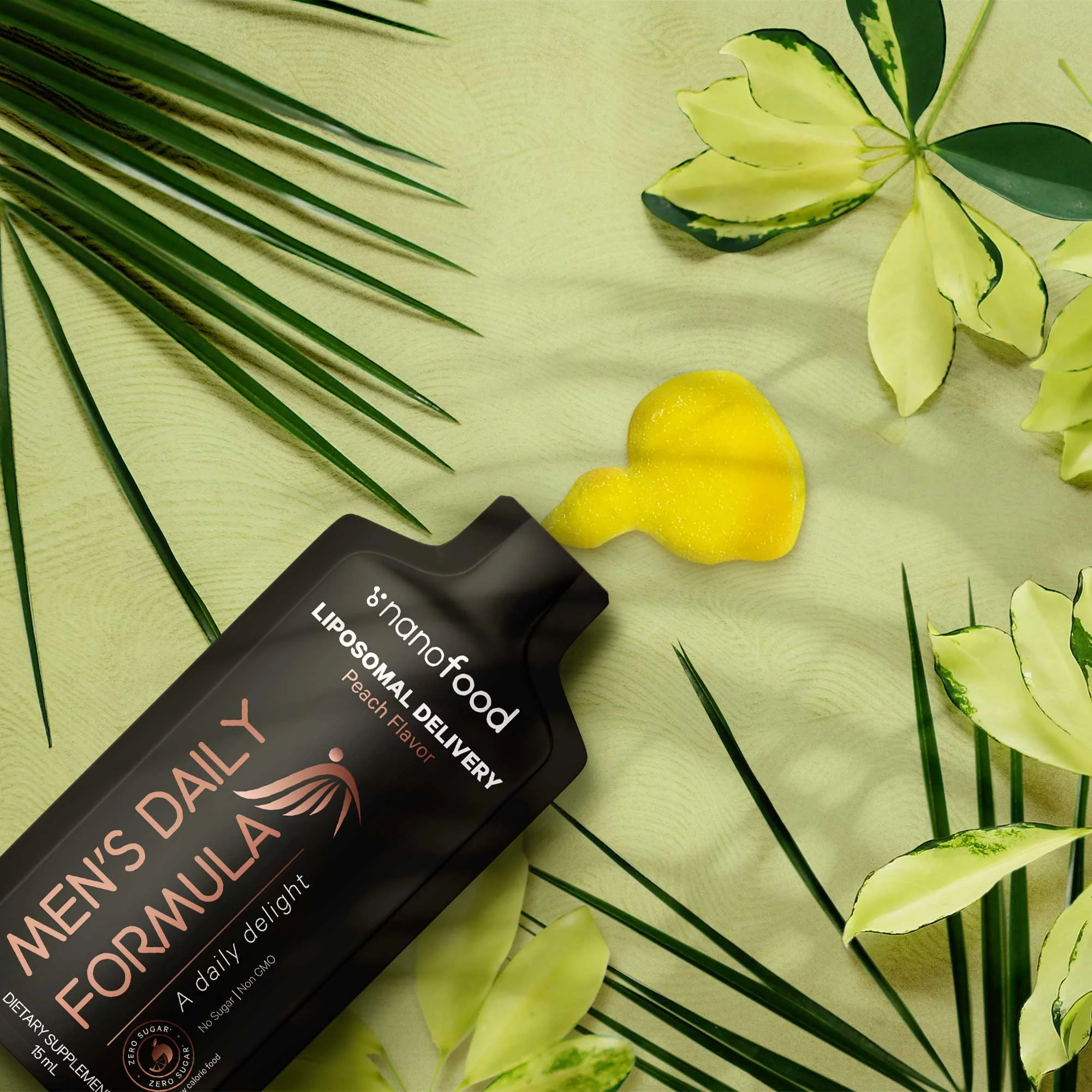 Codeage Nanofood Men's Daily Multivitamin Liquid Supplement, Vitamins A B C D3 E, Omega-3, Terpenes, Liposomal Delivery, Sugar-Free, 30 Pouches