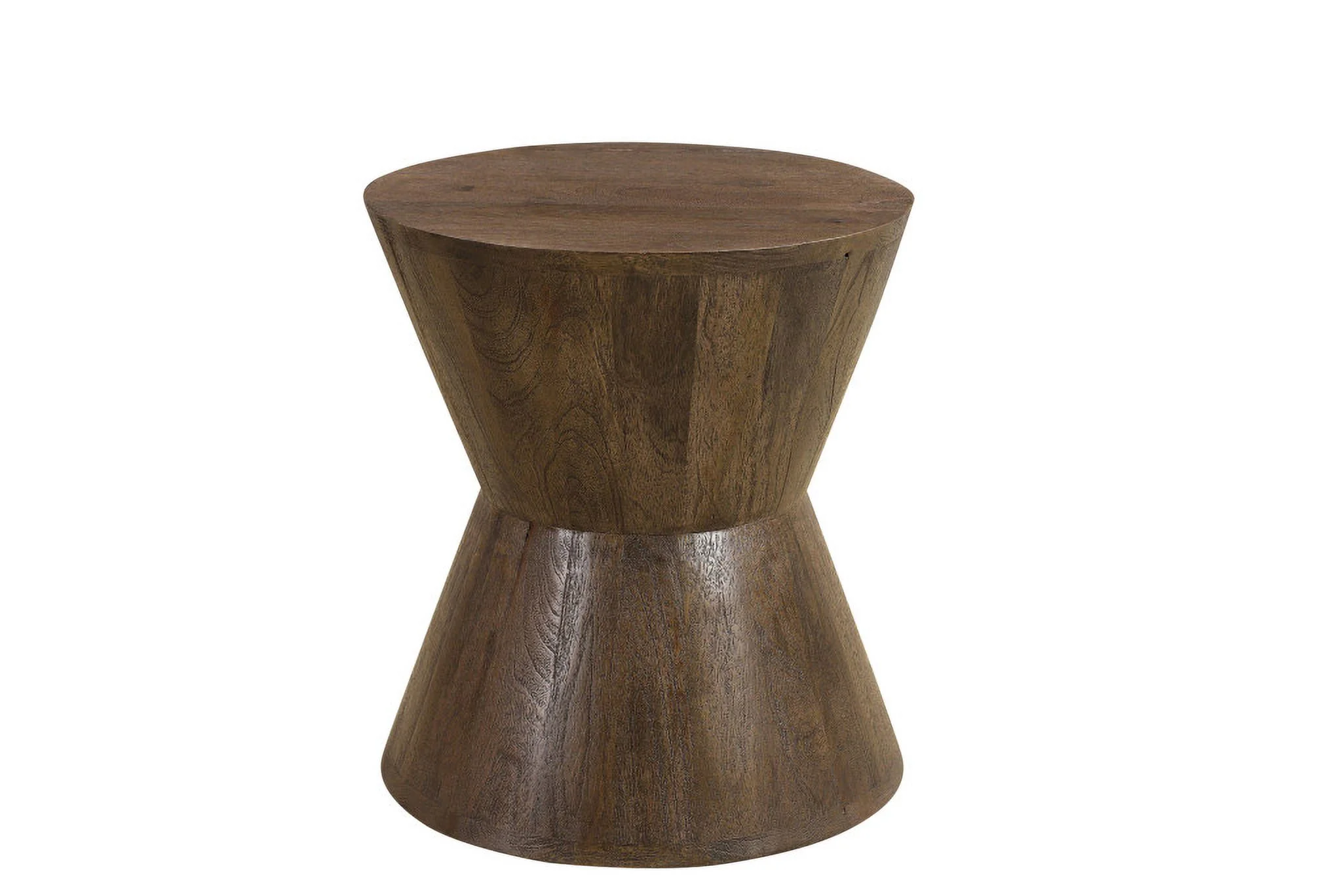 HomeRoots 521945 18 in. Dark Brown Solid Wood Round End Table