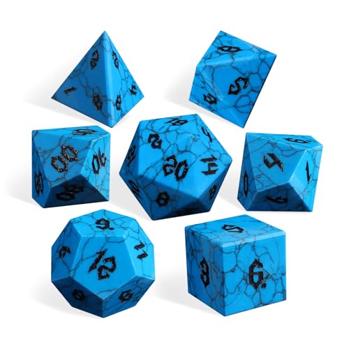 Aventurine Gemstone DND Dice Set, 7 PCS Dungeons and Dragons Dice with Case for RPG MTG, Stone Dice Set D&D D4 D6 D8 D10 D00 D12 D20