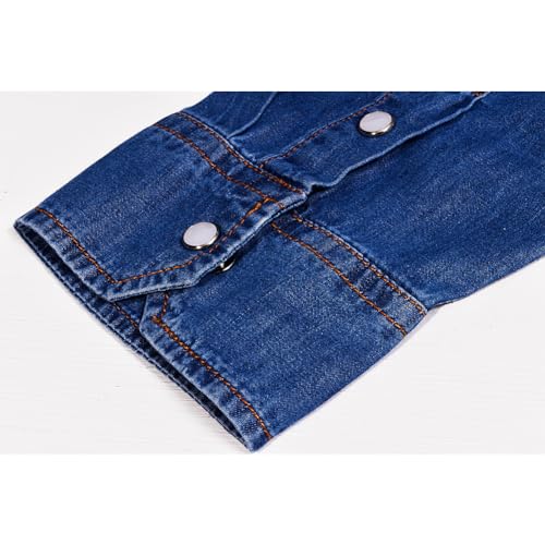 Men's Long Sleeve Double Pocket Snap Denim Shirt