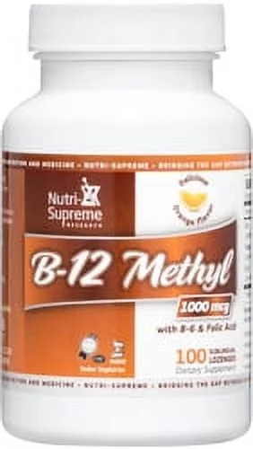 Nutri-Supreme Research Kosher B12 Methyl 1000 Mcg with B6 & Folic Acid Orange Flavor  - 100 Sublingual Lozenges