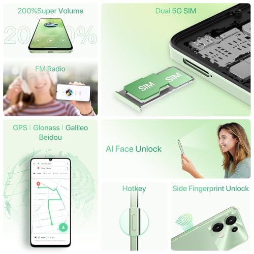 UMIDIGI G9 5G Cell Phone, Android 14 Unlocked Phones, 12(6+6) GB +128GB/1TB TF Expand, 5G Dual SIM, 50MP Camera, 6.75