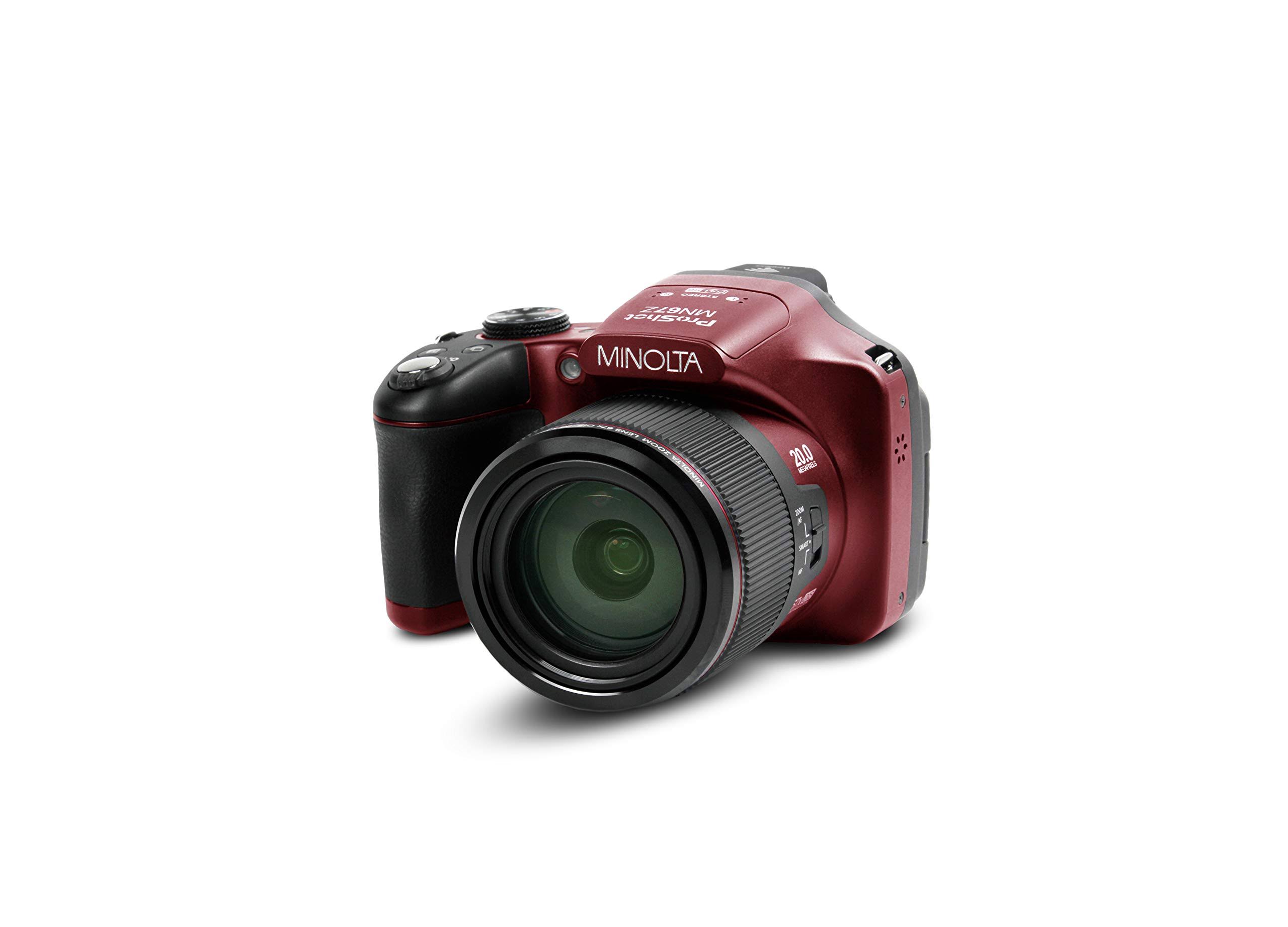 Minolta Mn67z-r Mn67z 20.0-Megapixel 1080p Full HD 67x Optical Zoom Wi-Fi Bridge Camera (Red)