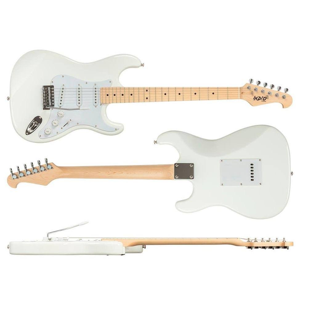Monoprice Indio Cali Classic Electric Guitar - White, with Gig Bag