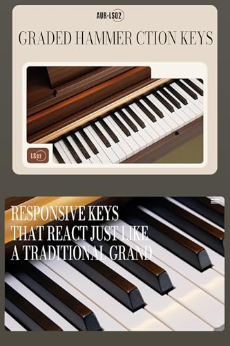 AKLOT Upright Digital Piano Keyboard: 88-Key Graded Hammer Action Weighted Keyboard with Ambient Light, Triple Pedal, USB-MIDI, Dual 25W Speakers, Beginner Lesson Book, Headphones, Stickers, AUR-LS02