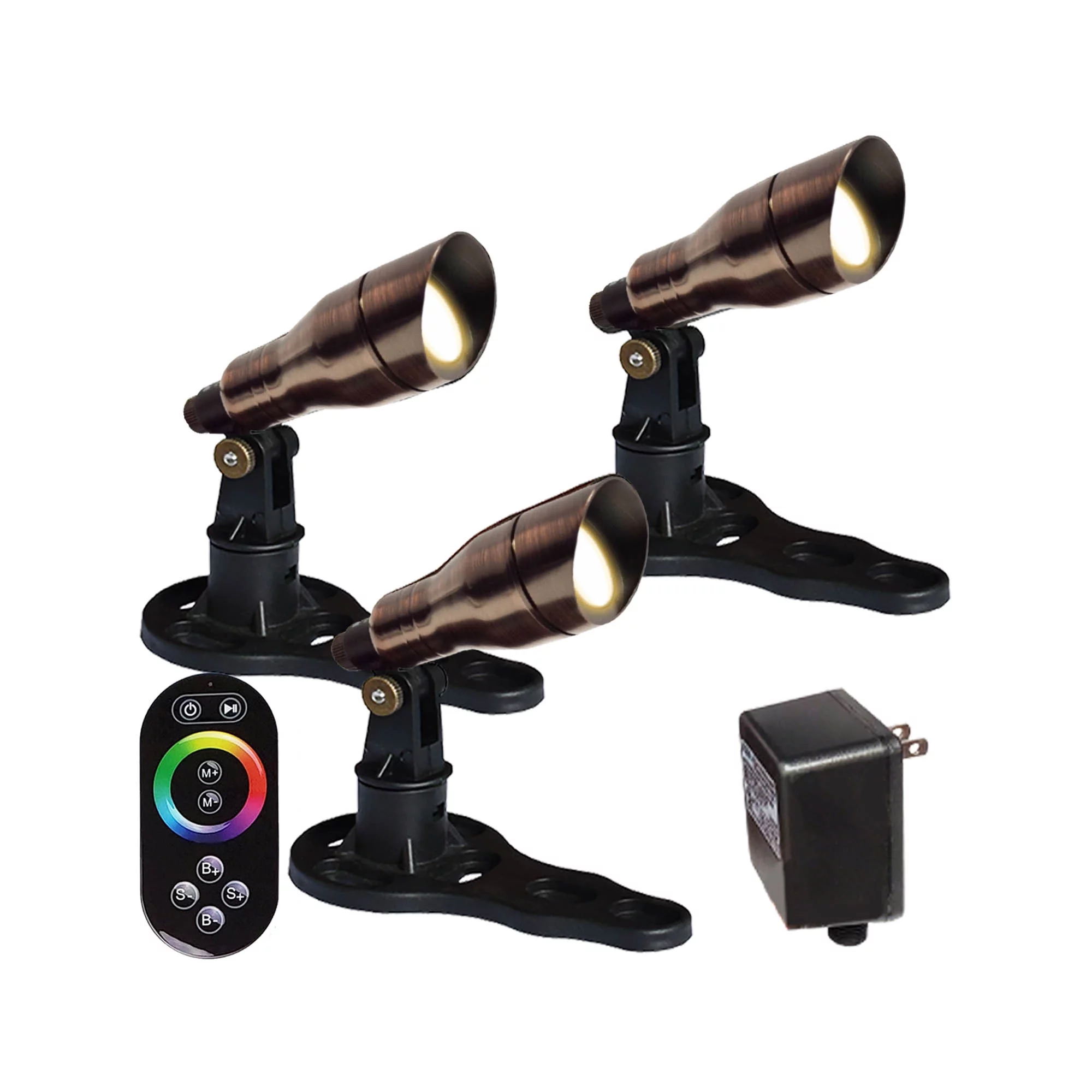 HALF OFF PONDS LumiNight Pond and Landscape Lighting - (3) 9-Watt Color Changing Bronze Fountain Light Kit w/ 100' QD Cord