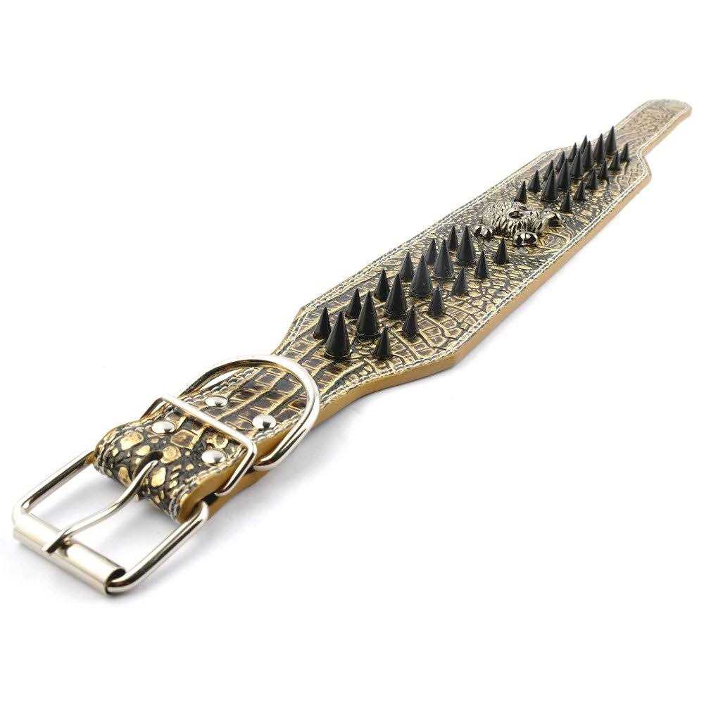 Berry Pet 3 Inch Width Sharp Spiked Studded Leather Dog Collar for Training,Sports,Walking,Travel,Dog Show,Heavy Duty,Medium Dogs,Pitbull - Pet Supplies online store