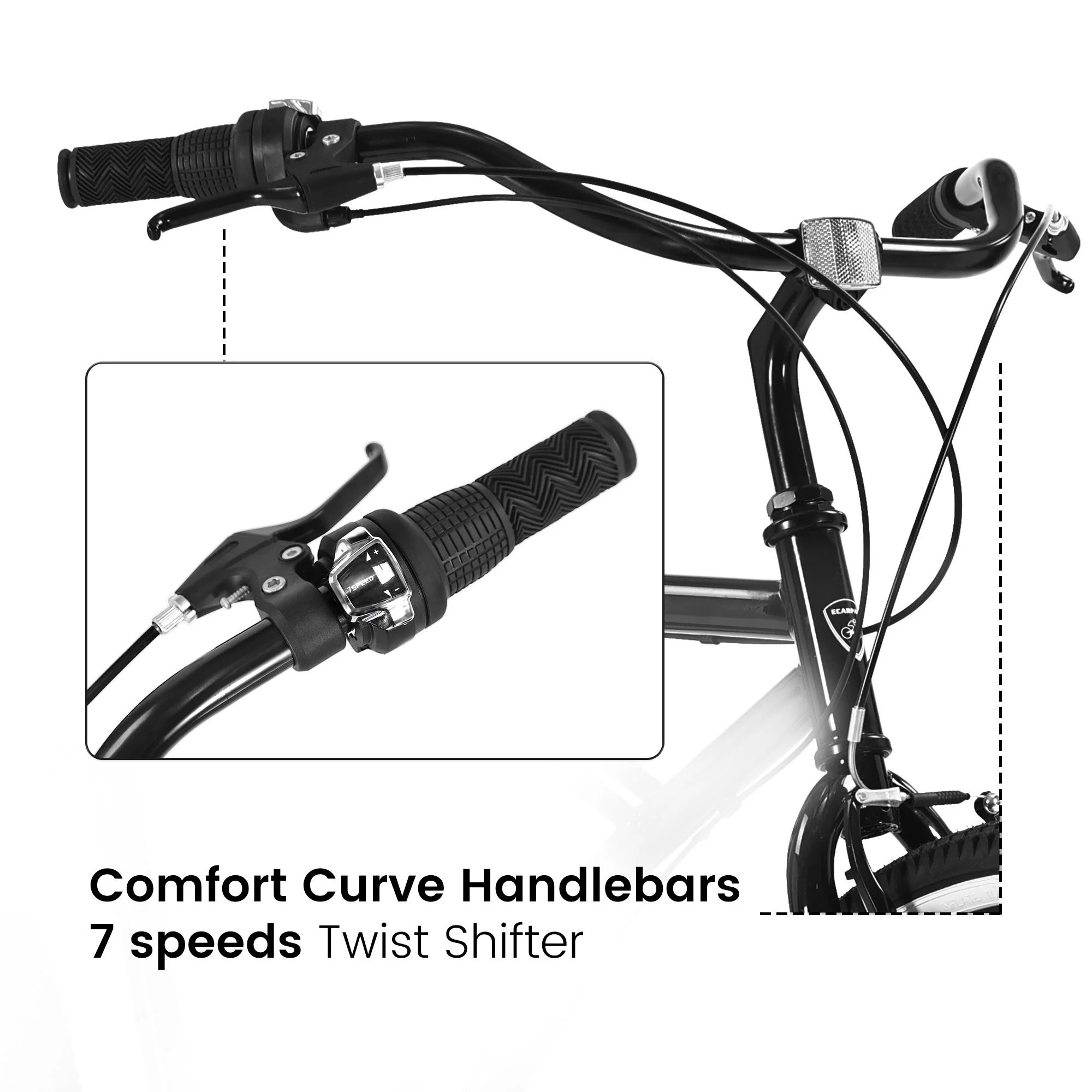 26-inch Bicycle with 7 Speeds, SEGMART Upgrade Adult Bike with Adjustable Beach Seat, Lightweight Steel Beach Cruiser Bike with Rear Cargo Rack, Black