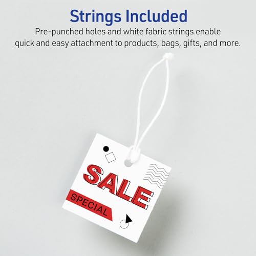 Avery Square Printable Tags, Sure Feed Technology, 1.5