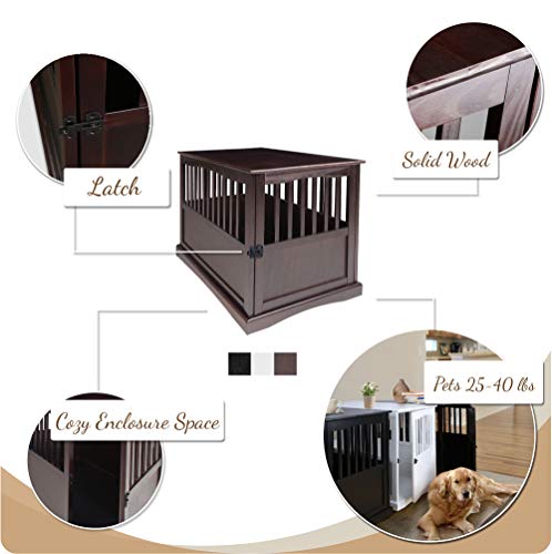 Casual Home Wooden Medium Pet Crate, End Table, Espresso