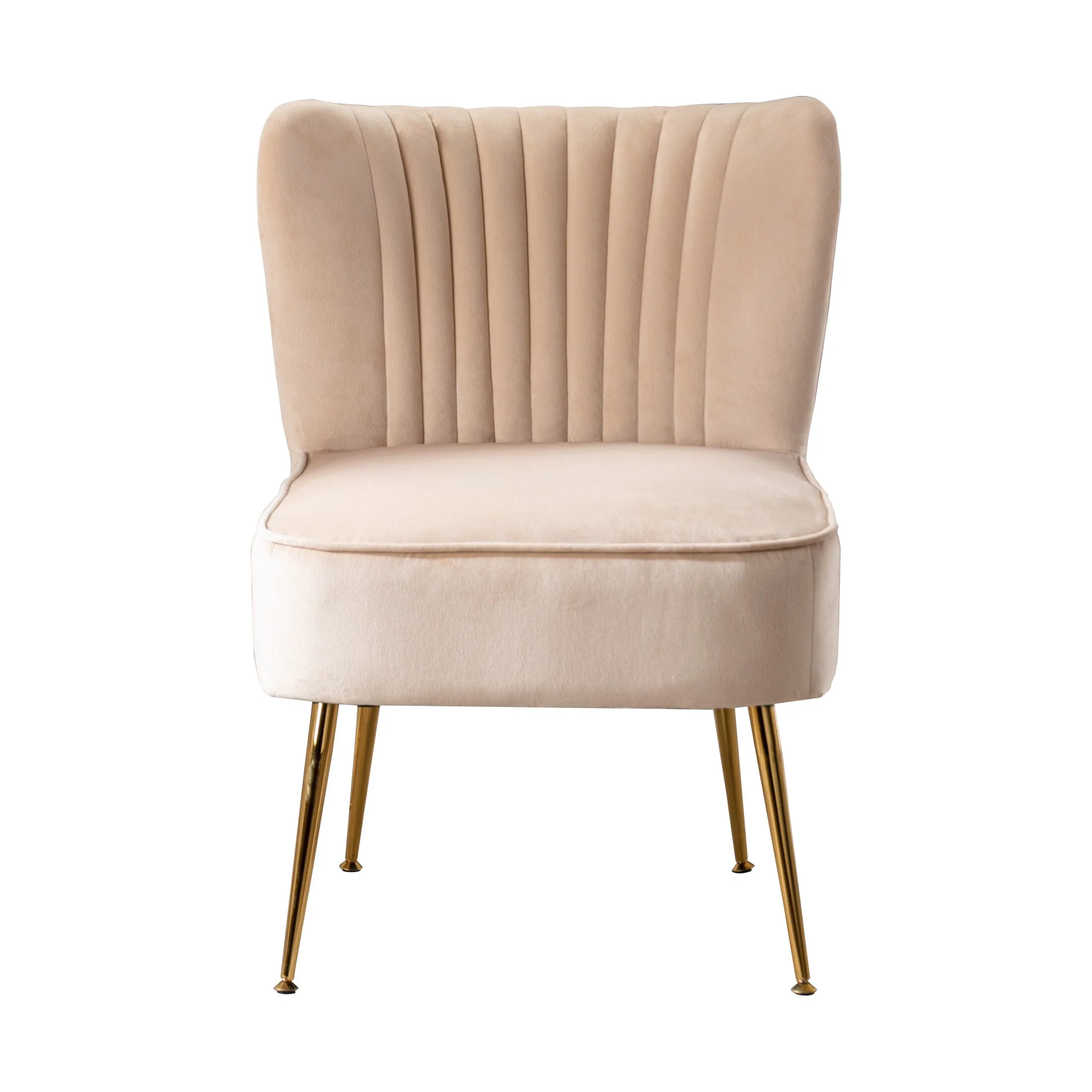 Polytrends Haven Contemporary Velvet Upholstered Accent Chair Accent Chairs, Slipper Chair Tan Includes Hardware, Solid Wood Modern & Contemporary,