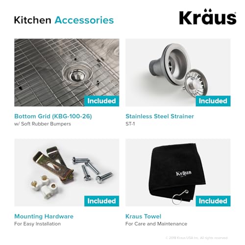 Kraus KHU101-24L Standart PRO 24-inch Undermount 16 Gauge Single Bowl Laundry and Utility Sink, 24 Inch, Tight Radius