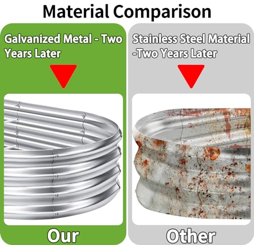 QLOFEI Raised Garden Bed 2Pck-Galvanized Metal Planter Boxes, Stainless Steel Planter Raised Beds Garden Box Outdoor Raised for Vegetables Flowers Fruits, Raised Garden Bed