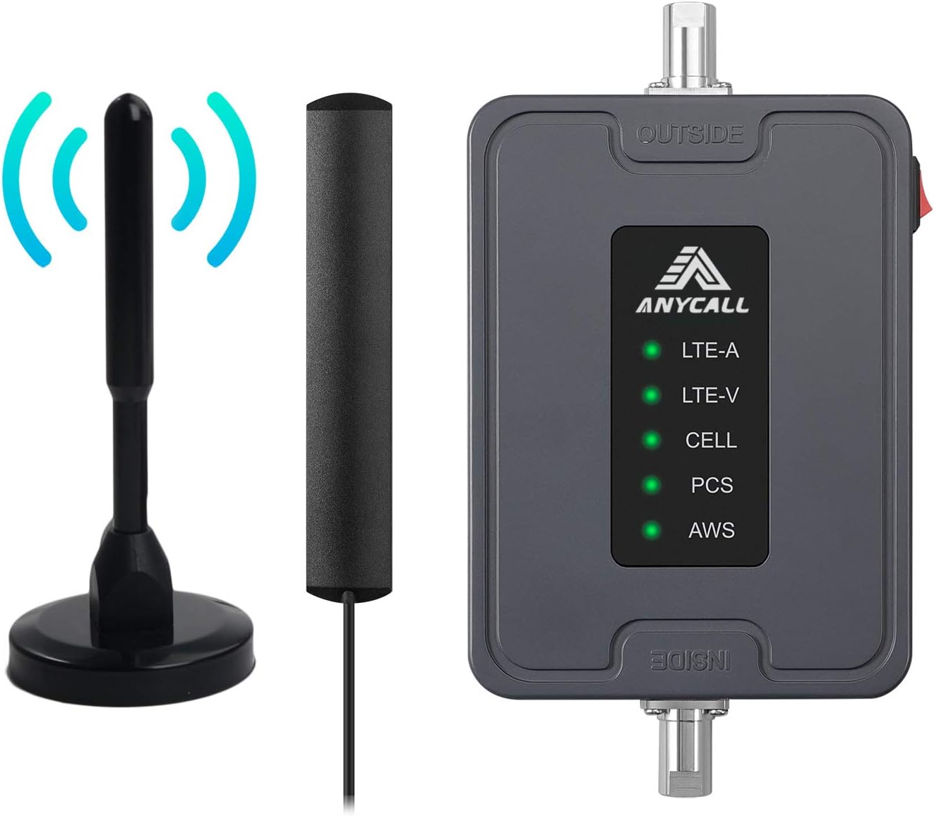 Cell Phone Booster for Car Truck Use 5 Bands Vehicle Cell Service Booster Signal Repeater for AT&T, Verizon, T-Mobile-GSM 3G 4G LTE Voice & Data - FCC Approved