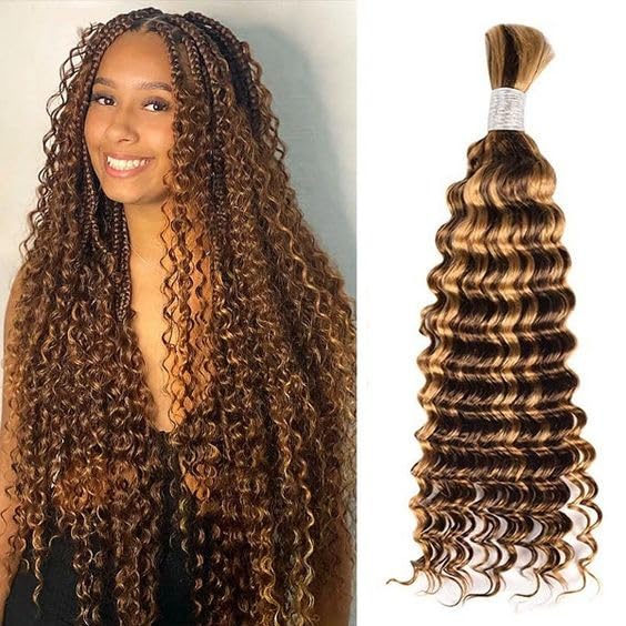 Deep Wave Bulk Human Hair For Braiding No Weft Brazilian Virgin Hair Deep Wave 1 Bundle 100% Unprocessed deep wave Human Hair for Braiding 100g