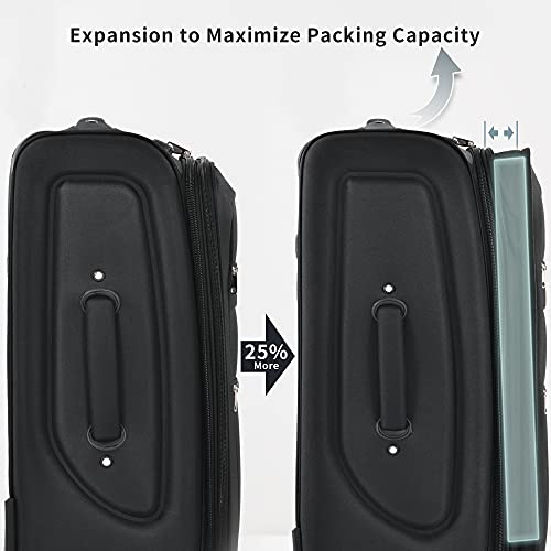 Merax Suitcase Set Softside 3-Piece Expandable Luggage with TSA Lock Spinner Wheels Lightweight Upright Luggage with Travel Bag(22/26/30 IN, Deep Blue)