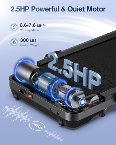 Incline Walking Pad Treadmill: [Voice Controlled] 2 in 1 Smart Treadmill with 300lbs Capacity Compatible with Wellfit Kinomap ZWIFT APP - 2.5HP Quiet Treadmill with Console Remote Control